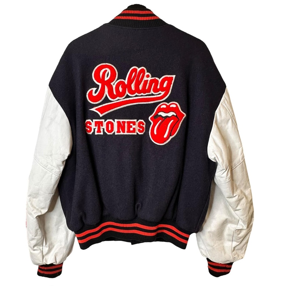 Vintage Rolling Stones 1994 World Tour Wool Leather Letterman Jacket Large